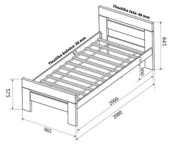 Postelja iz masivne bukve z letvenim dnom 90x200 cm v naravni barvi Fiorentino – B.E.S