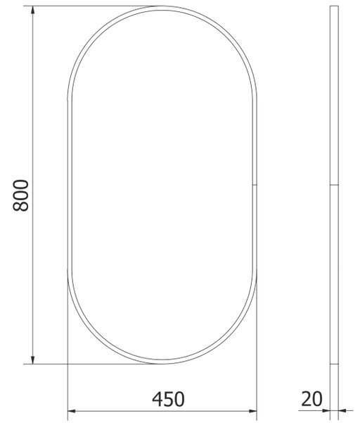 Mexen Loft ovalno kopalniško ogledalo 80 x 45 cm, črn okvir - 9851-080-045-000-70