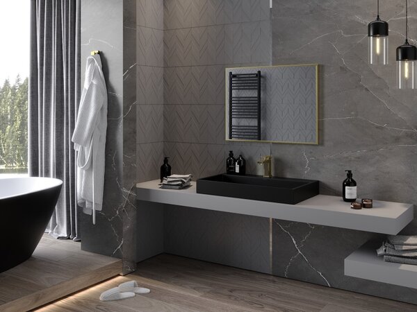 Mexen Loft pravokotno kopalniško ogledalo 80 x 60 cm, zlati okvir - 9852-080-060-000-50