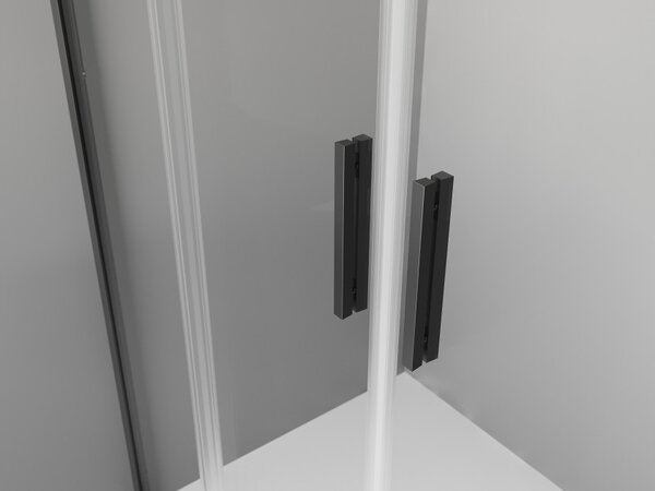Mexen Exo polkrožna drsna tuš kabina 90 x 90 cm, prozorna, črna - 8132-090-090-70-00