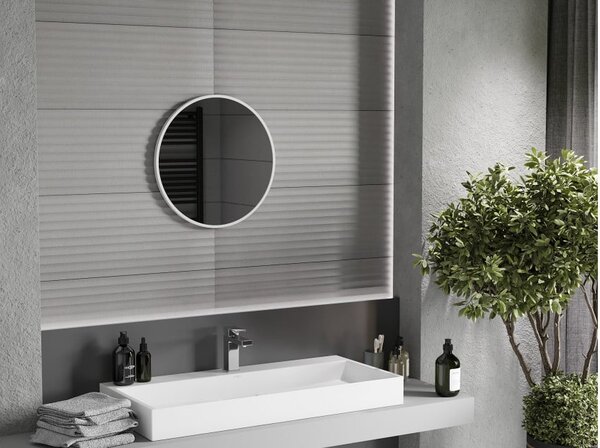 Mexen Loft okroglo kopalniško ogledalo 50 cm, bel okvir - 9850-050-050-000-20