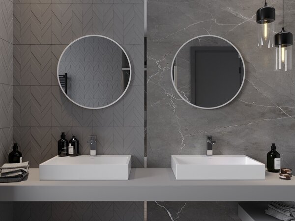 Mexen Loft okroglo kopalniško ogledalo 60 cm, bel okvir - 9850-060-060-000-20
