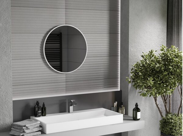 Mexen Loft okroglo kopalniško ogledalo 60 cm, bel okvir - 9850-060-060-000-20