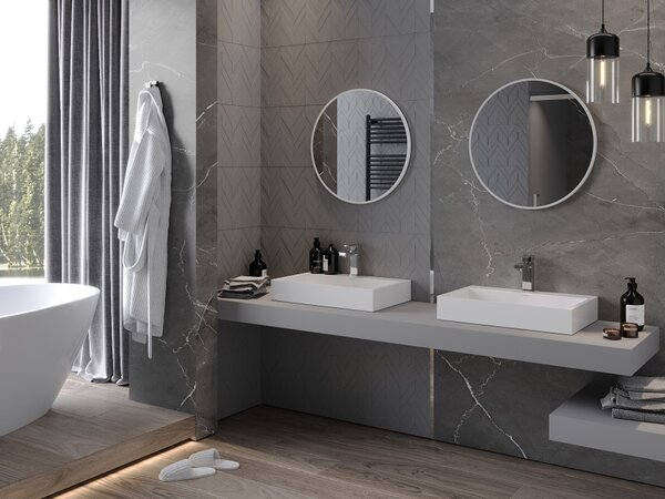 Mexen Loft okroglo kopalniško ogledalo 60 cm, bel okvir - 9850-060-060-000-20
