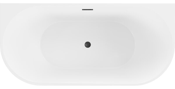 Mexen Oval samostoječa kopalna kad ob steni 180 x 80 cm, bela, črni preliv - 52671808000-70