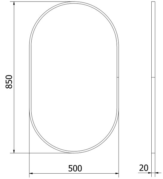 Mexen Loft ovalno ogledalo za kopalnico 85 x 50 cm, zlati okvir - 9851-085-050-000-50