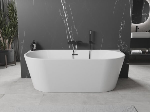 Mexen Oval samostoječa kopalna kad ob steni 180 x 80 cm, bela, črni preliv - 52671808000-70