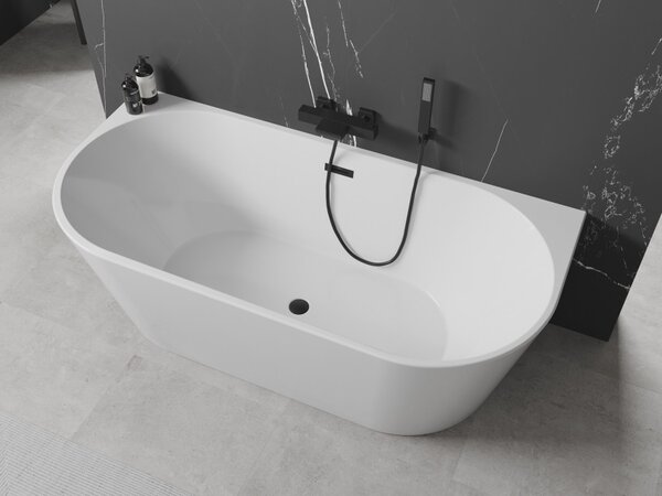 Mexen Oval samostoječa kopalna kad ob steni 180 x 80 cm, bela, črni preliv - 52671808000-70