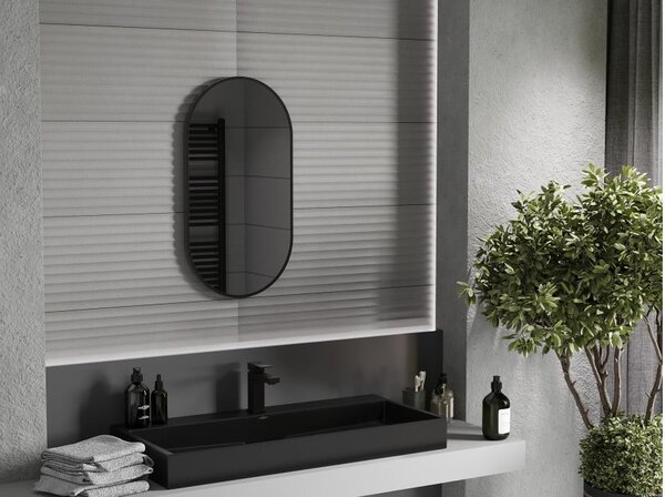 Mexen Loft ovalno kopalniško ogledalo 75 x 40 cm, črn okvir - 9851-075-040-000-70