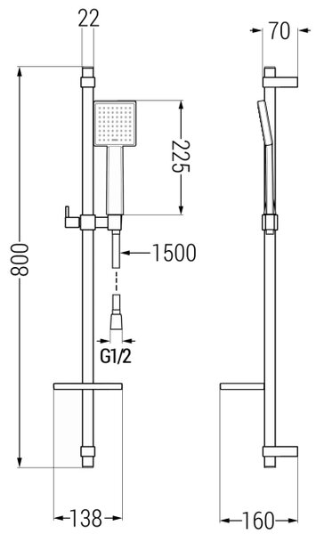Mexen DQ45 drsni komplet za prhanje, krom - 785454581-00