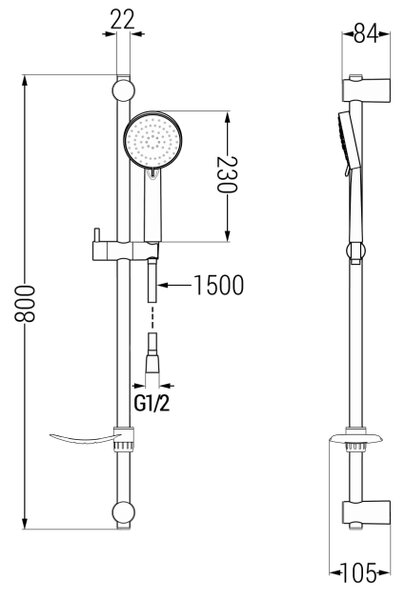 Mexen DF75 drsni pršni set, kromiran - 785754582-02