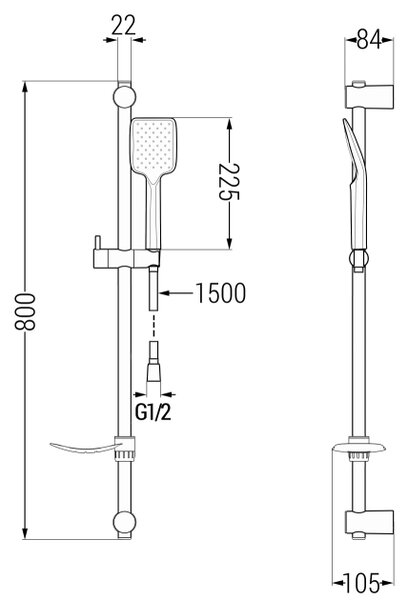 Mexen DF62 drsni tuš set, krom - 785624582-00