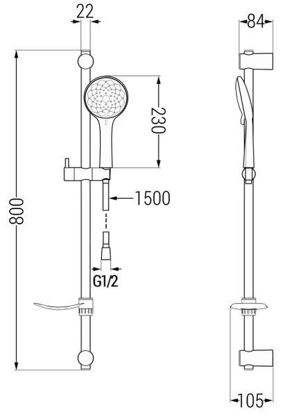Mexen DF74 drsni tuš set, krom - 785744582-00