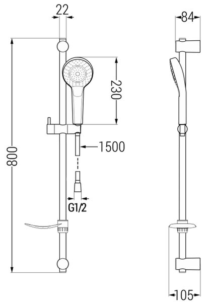 Mexen DF05 drsni tuš komplet, črn - 785054582-70