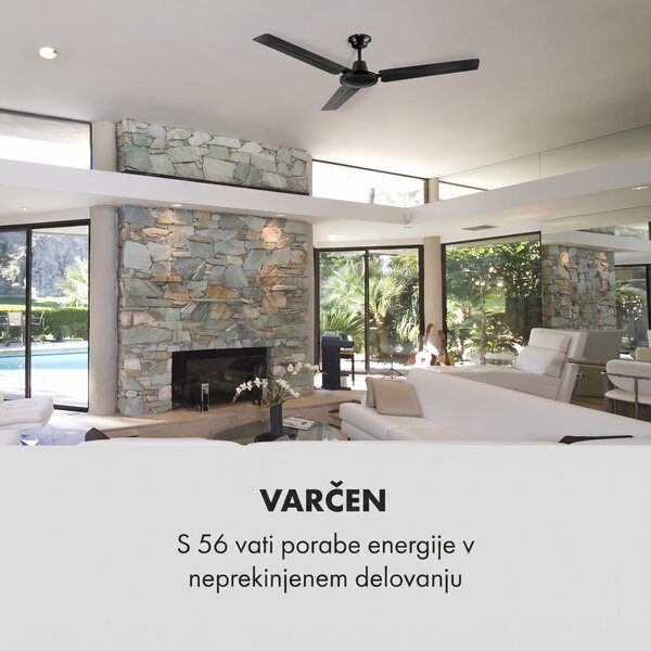 Klarstein Spin Doctor, Stropni Ventilator, 122Cm, 3 Krila, Nerjaveče Jeklo, 55W, Črn