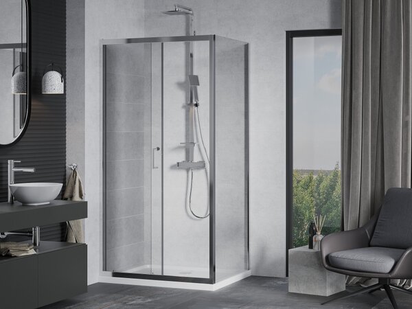 Mexen Apia drsna tuš kabina 120 x 90 cm, prozorna, krom + pladenj Flat - 840-120-090-01-00-4010