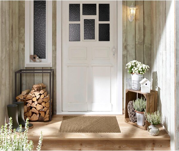PREDPRAŽNIK Dune Stripes Taupe 60/90 cm reliefno rjavosiva