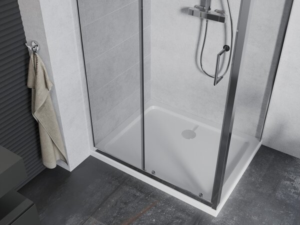 Mexen Apia drsna tuš kabina 120 x 90 cm, prozorna, krom + pladenj Flat - 840-120-090-01-00-4010