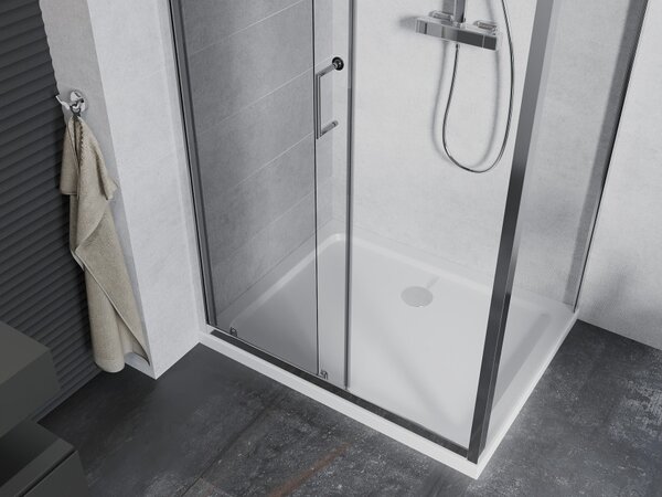 Mexen Apia drsna tuš kabina 120 x 90 cm, prozorna, krom + pladenj Flat - 840-120-090-01-00-4010