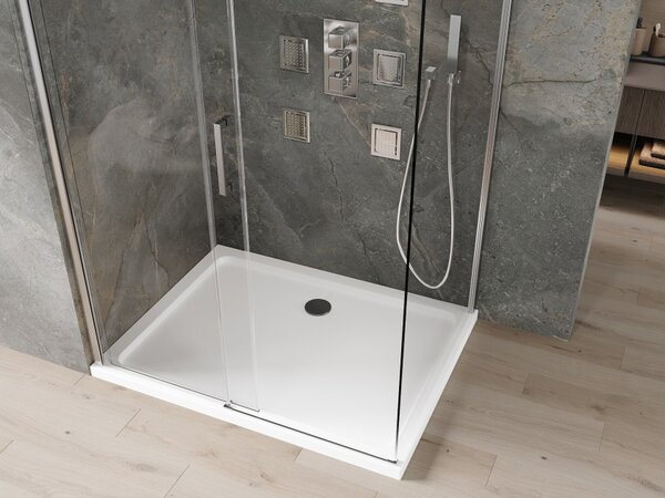 Mexen Omega drsna tuš kabina 120 x 70 cm, prozorna, krom + pladenj Flat - 825-120-070-01-00-4010