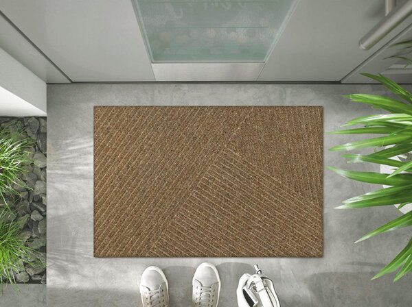 PREDPRAŽNIK Dune Stripes Taupe 60/90 cm reliefno rjavosiva