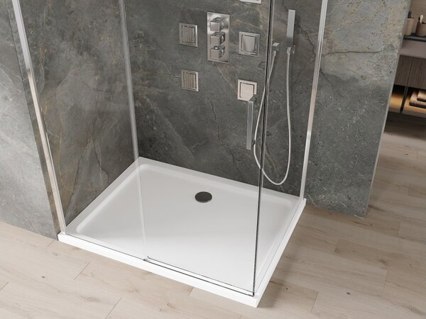 Mexen Omega drsna tuš kabina 120 x 70 cm, prozorna, krom + pladenj Flat - 825-120-070-01-00-4010