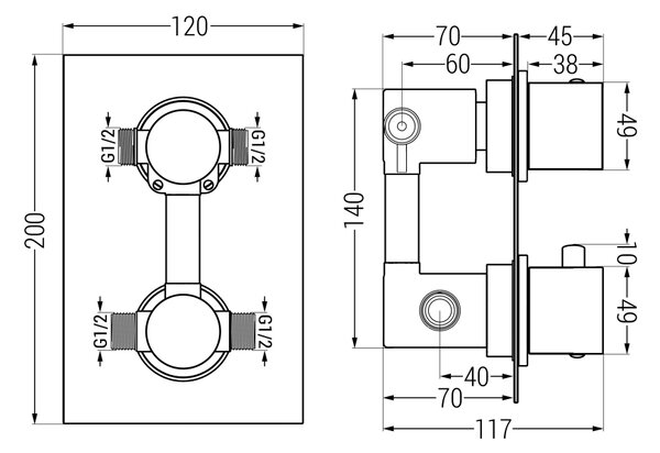 Mexen Cube DR02 podometni tuš komplet z deževnikom 30 cm, krom - 77502DR0230-00