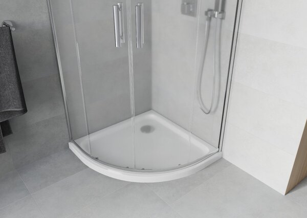 Mexen Rio polkrožna tuš kabina 80 x 80 cm, mraz, krom + pladenj Flat, bela - 863-080-080-01-30-4110