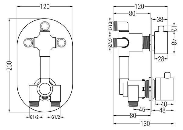 Mexen Kai DR70 podometni kopalniško-pršni sistem s prho 25 cm, krom - 77602DR70251-00