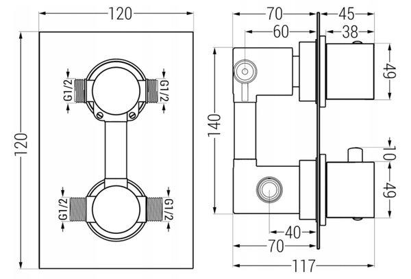 Mexen Cube DR02 podometni pršni komplet z deževnikom 25 cm, zlati - 77502DR0225-50