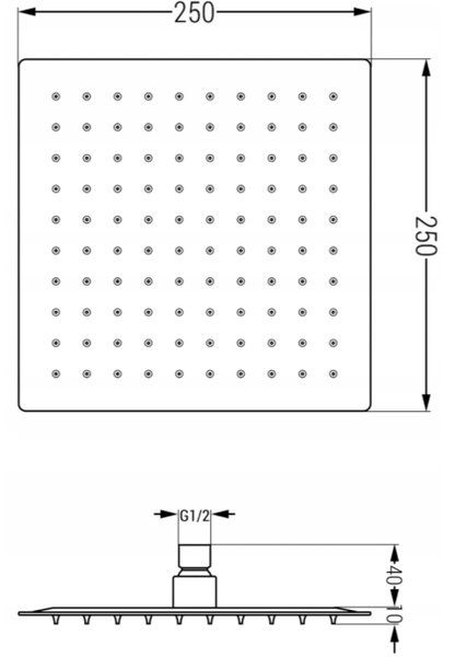 Mexen Cube DR02 podometni pršni komplet z deževnikom 25 cm, zlati - 77502DR0225-50