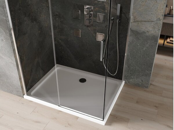 Mexen Omega drsna tuš kabina 100 x 90 cm, grafitna, krom + pladenj Flat, bela - 825-100-090-01-40-4010