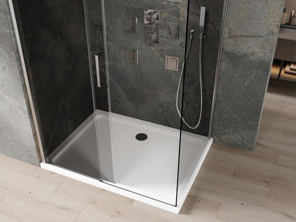 Mexen Omega drsna tuš kabina 100 x 90 cm, grafitna, krom + pladenj Flat, bela - 825-100-090-01-40-4010