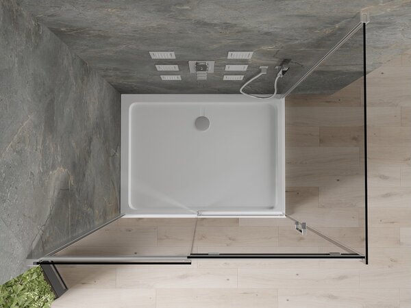 Mexen Omega drsna tuš kabina 100 x 90 cm, grafitna, krom + pladenj Flat, bela - 825-100-090-01-40-4010