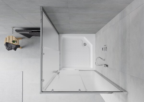Mexen Rio kvadratna pršna kabina 90 x 90 cm, zmrzal, krom + kad, bela - 860-090-090-01-30-4510
