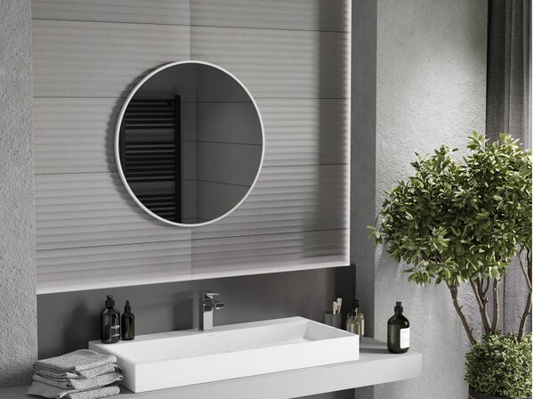 Mexen Loft okroglo kopalniško ogledalo 70 cm, bel okvir - 9850-070-070-000-20