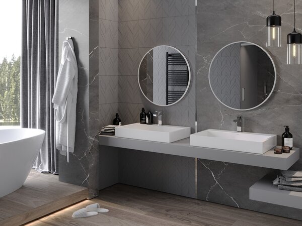Mexen Loft okroglo kopalniško ogledalo 70 cm, bel okvir - 9850-070-070-000-20