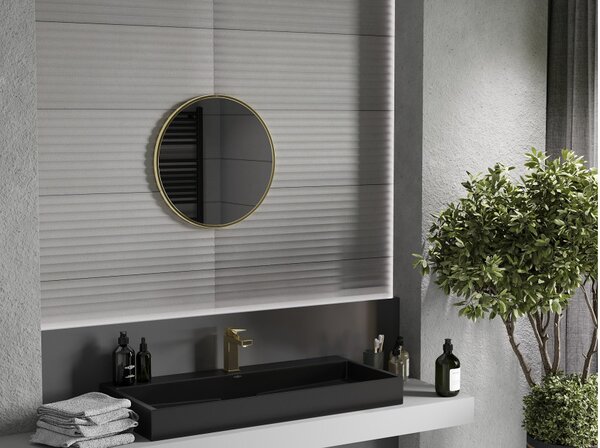 Mexen Loft okroglo kopalniško ogledalo 40 cm, zlati okvir - 9850-040-040-000-50