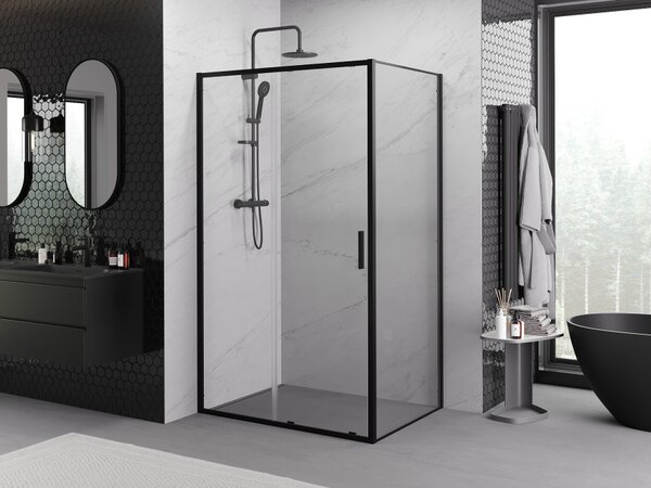 Mexen Exo-S drsna tuš kabina 120 x 90 cm, prozorna, črna - 8151-120-090-70-00