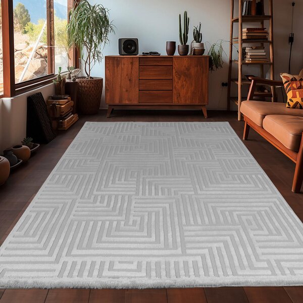 TKANA PREPROGA Sahara 140/200 cm tkano srebrne barve