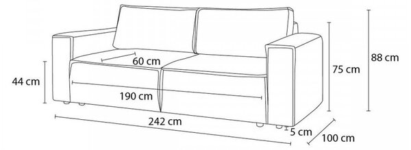 Sivorjava raztegljiva sedežna garnitura iz rebrastega žameta 245 cm Nihad – Bobochic Paris