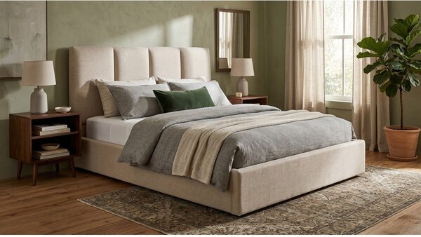 Bež zakonska postelja Mazzini Beds Juniper, 180 x 200 cm