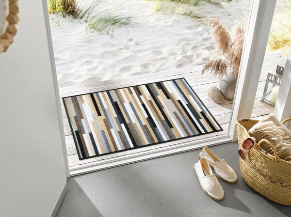 PREDPRAŽNIK Mikado Stripes 60/85 cm potiskano rjava, siva, bež