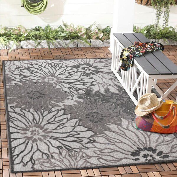 PREPROGA ZA ZUNANJO UPORABO Floral 80/150 cm tkano siva, svetlo siva