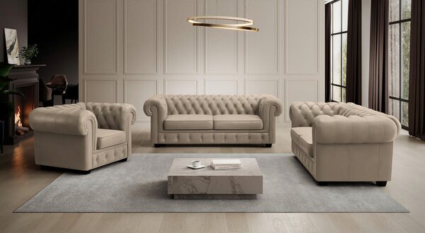 CHESTERFIELD FOTELJ, bež tekstil