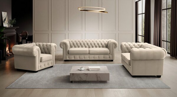 CHESTERFIELD ZOFA, krem barve tekstil