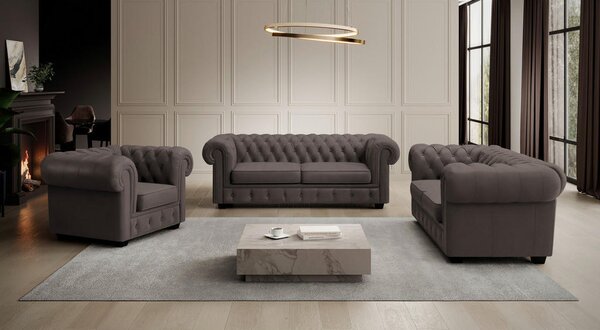 CHESTERFIELD FOTELJ, sivorjava tekstil