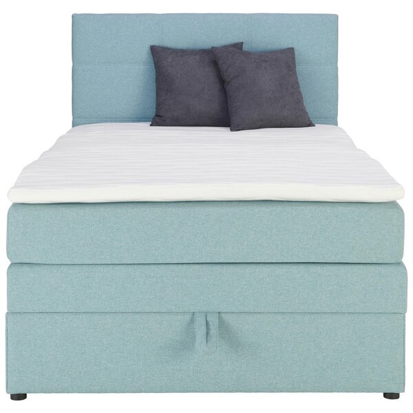 BOXSPRING POSTELJA 120 cm x 200 cm , tekstil svetlo modra