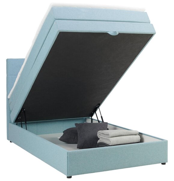 BOXSPRING POSTELJA 120 cm x 200 cm , tekstil svetlo modra