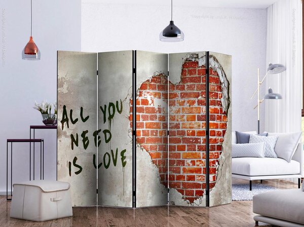 Artgeist Paravan Love Is All You Need I, 5-Delni, Dvostranski